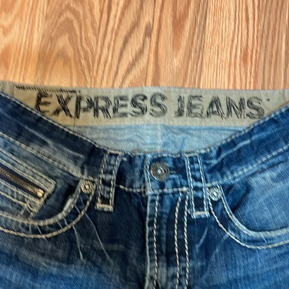 Y2K Express Slim Boot Cut Jeans, Low rise, Thick Topstitching, 31 x 30